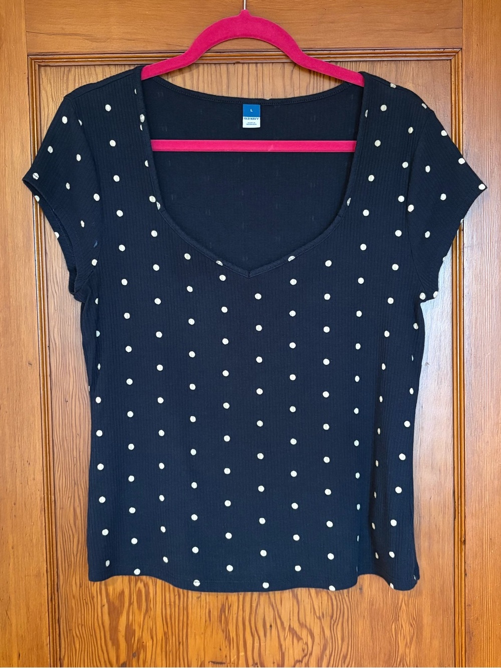 Navy Polka Dot Top